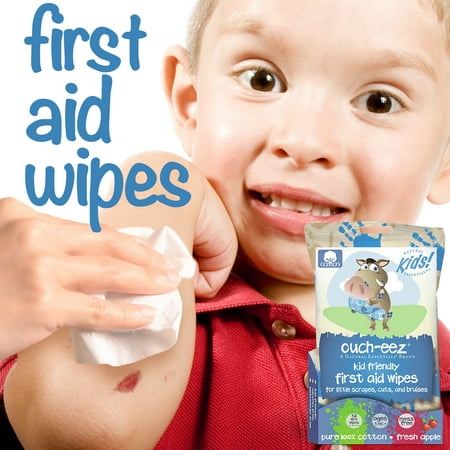 Natural Essentials Kids Ouch-Eez First Aid Wipes for Children Apple Scent, 32 Ct