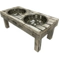 thumbnail image 4 of Huntley Pet Berjen Table Elevated Double Bowl Feeder, White Wash (Large), 4 of 13