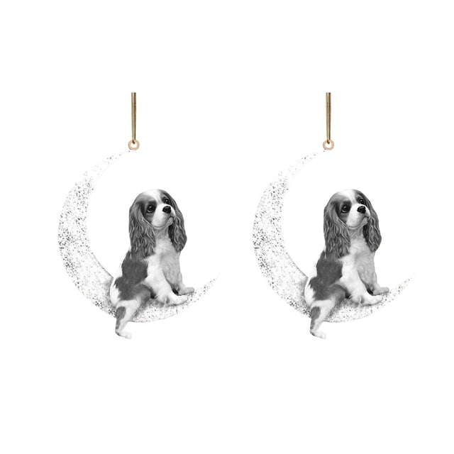 Iron Art Siéntese en la luna Lovely Dog Moon Ornament para los amantes de los perros Christmas Tree Pendent 2PC Wmkox8yii gf6358