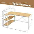 thumbnail image 2 of Costway Reversible L Shaped Computer Desk Corner Workstation with 3-Tier Open Shelf Natural, 2 of 10