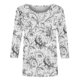 thumbnail image 2 of Tops de Manga Larga de Mujer 3/4 Manga Flores Impresas Cuello Redondo Blusa Casual Estiramiento Suave, 2 of 5