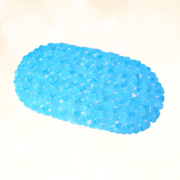 UPGRATOR 1Pc Blue PVC Bath Mat with Non Slip Suction Cups for Bathroom Safe Shower Use