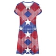 thumbnail image 4 of Viikei Casual T-Shirt Short Sleeve Dress,Women's Casual Loose Summer Printed Short Sleeved Dress Red M, 4 of 5