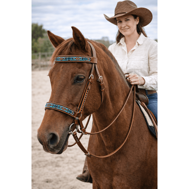 English Western Horse Leather Bitless Bridle Sidepull Halter Reins