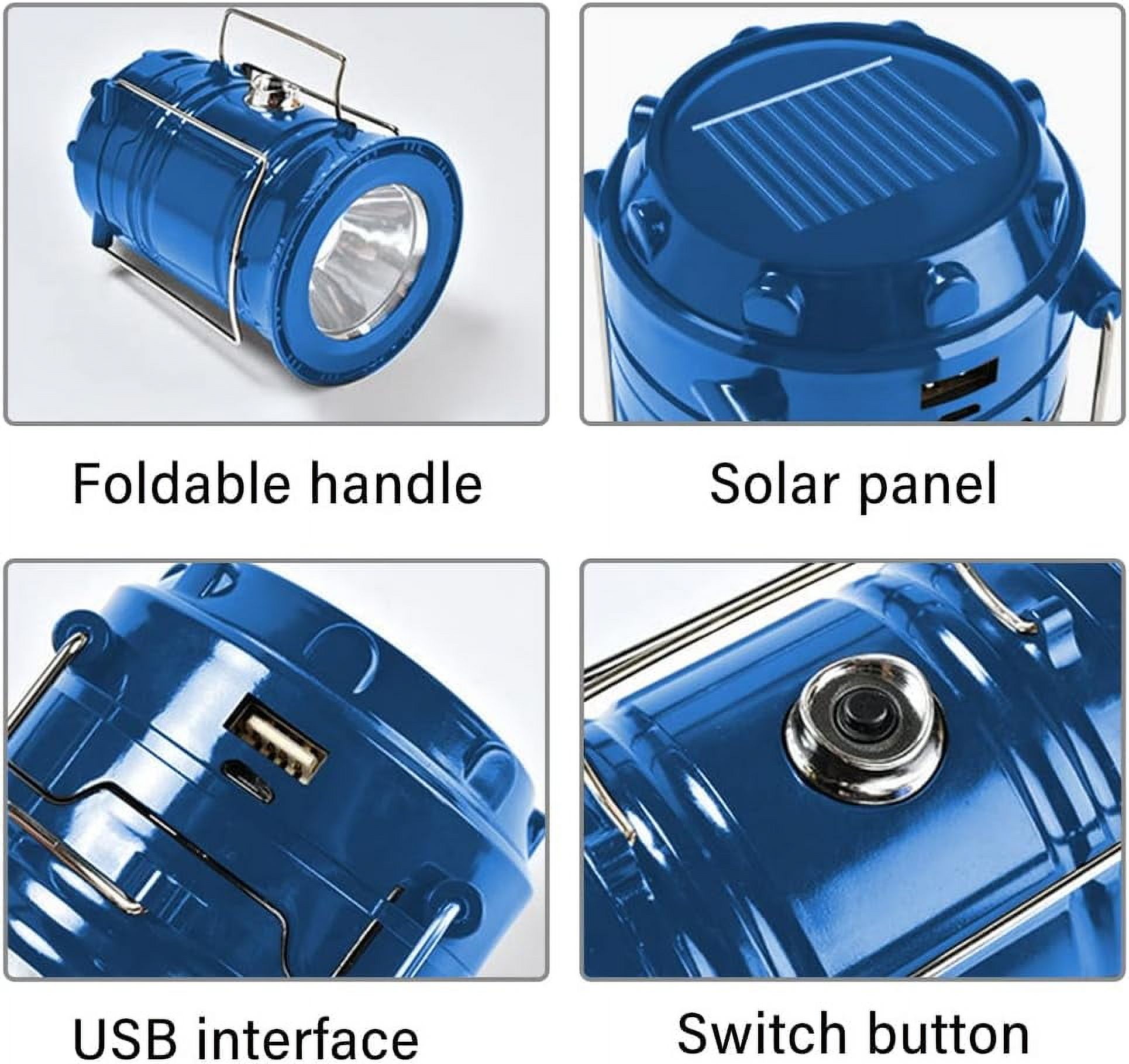 Camping Lantern 1200mAh USB Rechargeable Solar Charging Tent Lamp Collapsible LED Camping Light Power Supply for Phone for Outdoors Emergency Hiking Fishing