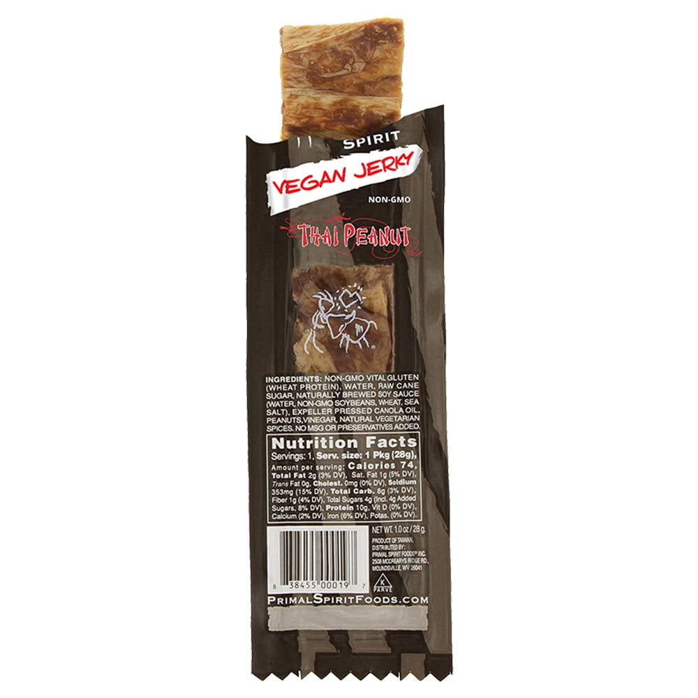 Primal Strips Thai Peanut Meatless Vegan Jerky, 1 oz. (24 count)