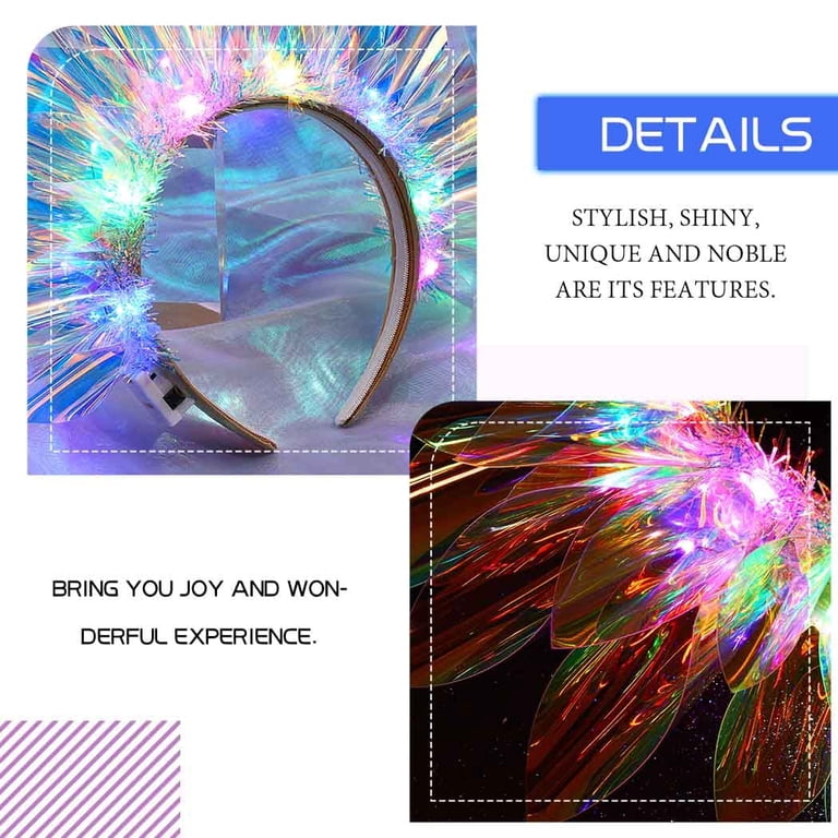 MODANU Light Up Headband Crown Led Headbands Glow Party Neon  display picture 3