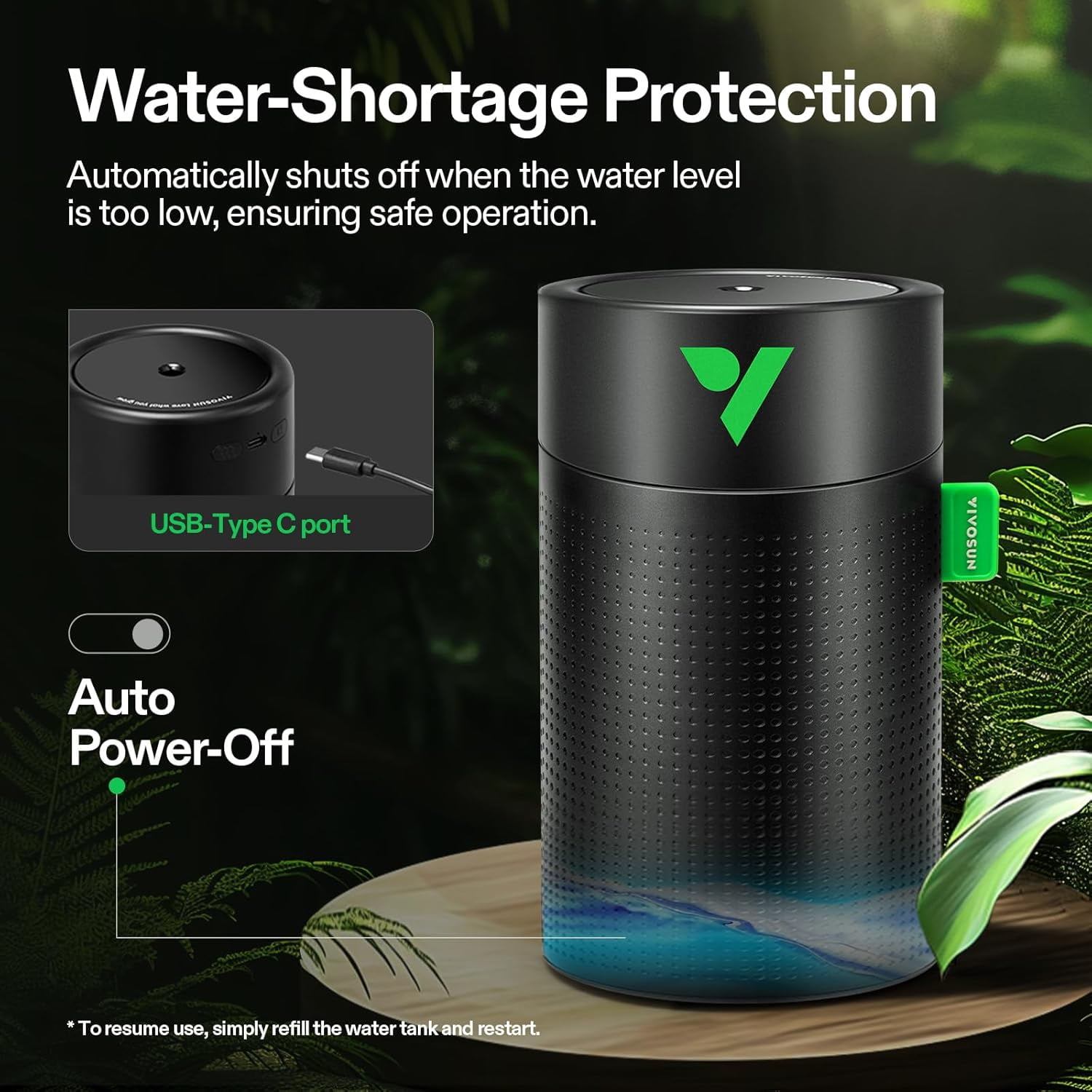 VIVOSUN AeroStream U075 USB Humidifier, 750ml Cool Mist Mini Humidifier with 2 Mist Modes, Auto Shut-Off, Smart Remote Control with VGrow, Designed for Small Grow Tents/VGrow