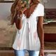 thumbnail image 2 of Blusa informal de encaje con cuello en V y mangas cortas con estampado en la espalda para adelgazar para mujer OAVQHLG3B Store  lin121212, 2 of 5