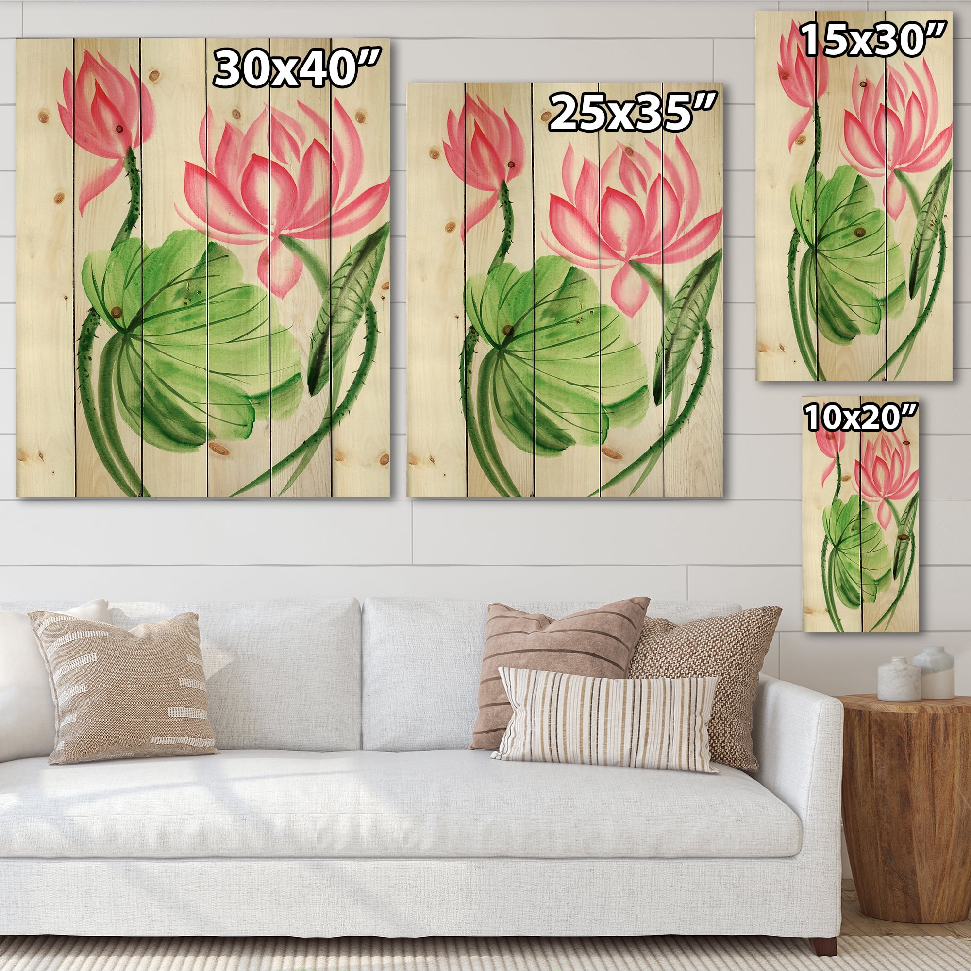 Designart 'The Dragonfly and Lotus II' Traditional Print on Natural Pine Wood