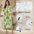 thumbnail image 6 of Yuyamidu Cucumber Zipper Up Robes Long Sleeve Bathrobe for Women Green Round Neck Nightgowns Robe Loose Fitting Pajama Dress Casual Mid-Length Sleepwear Size XL, 6 of 7