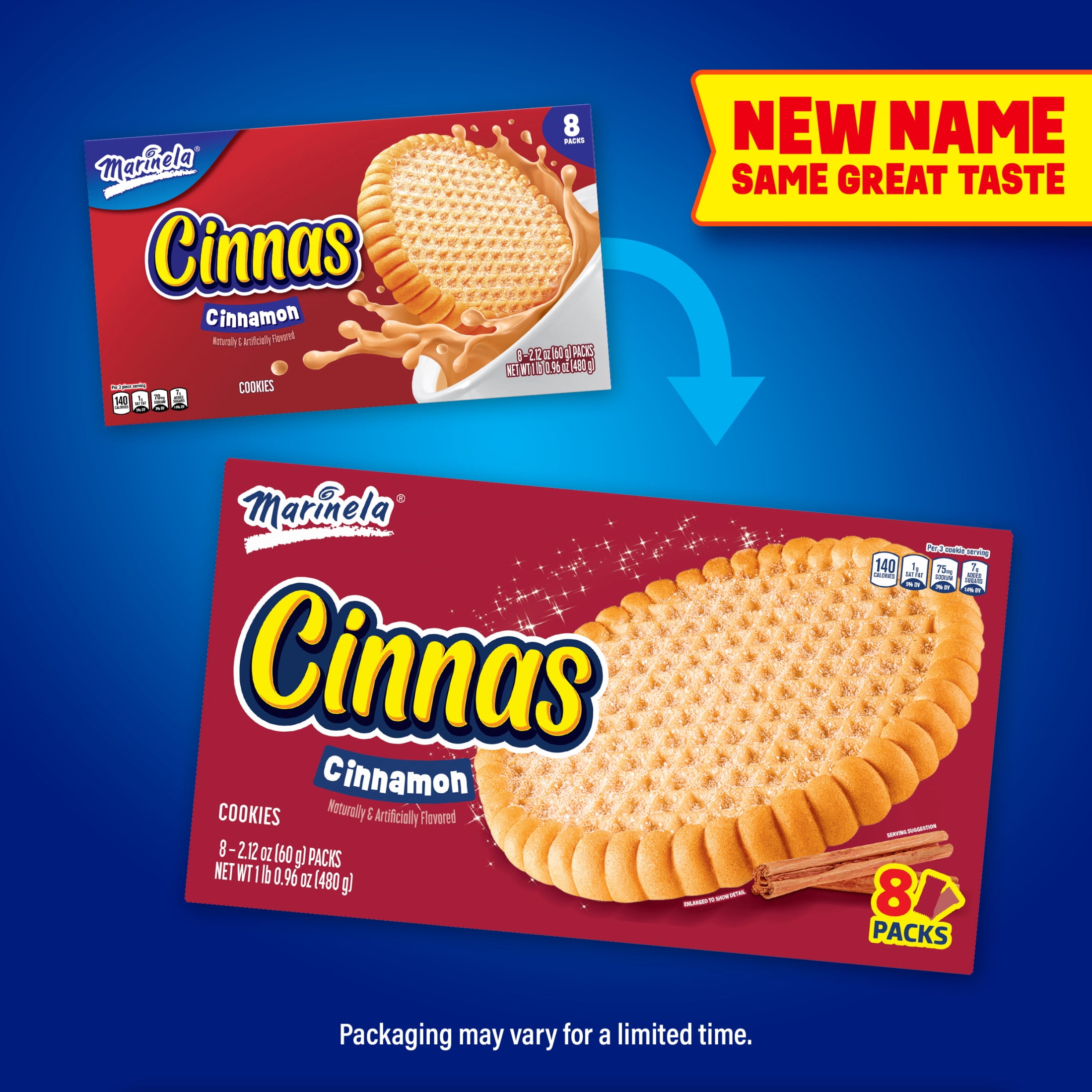 Marinela Cinnas Cinnamon Cookies, 8 packs, Cookies, 16.96 oz Multipack