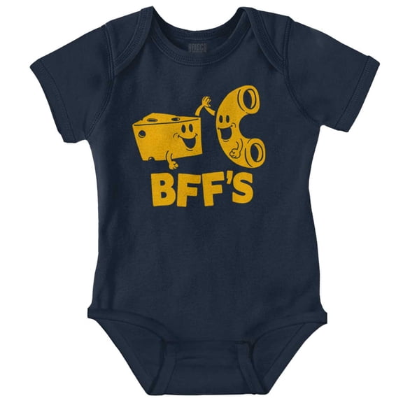 BFFS Mac n Cheese Funny Best Friends Romper Boys or Girls Infant Baby Brisco Brands 12M