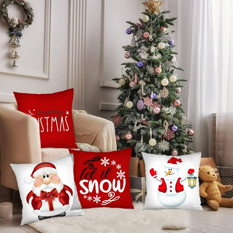 Christmas Pillow Covers 18x18 Set of 4 Rustic Christmas