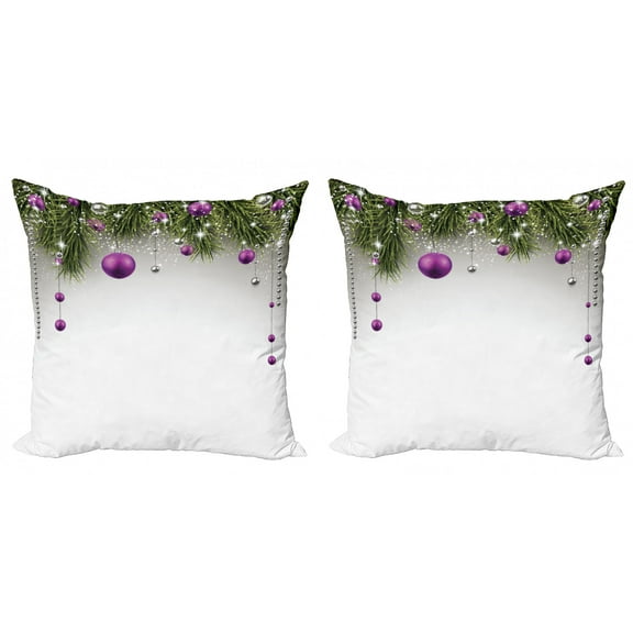 Ambesonne Christmas Throw Pillow Cover 2 Pack, Tree, 20", Purple Grey Green