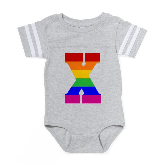 CafePress - Rainbow Letter X - Cute Infant Baby Football Bodysuit
