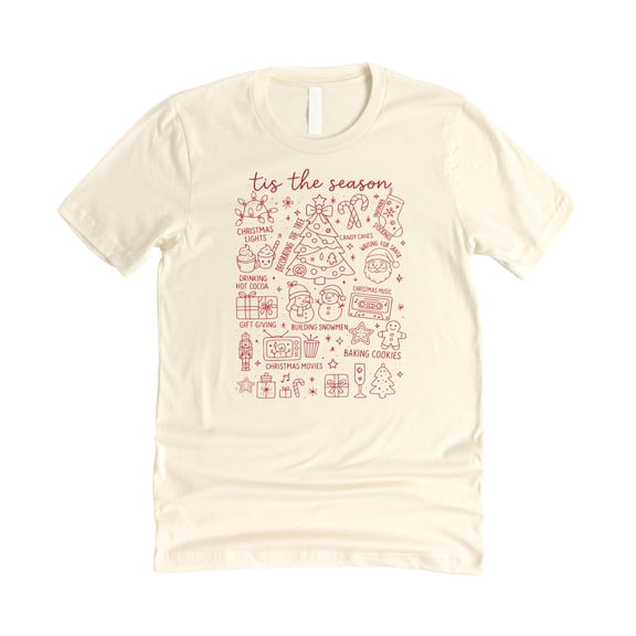 Tis the Season Holiday Unisex Shirt for Adults & Kids Matching Family Festive Christmas Collage Tee Natural Shirt Adult Med