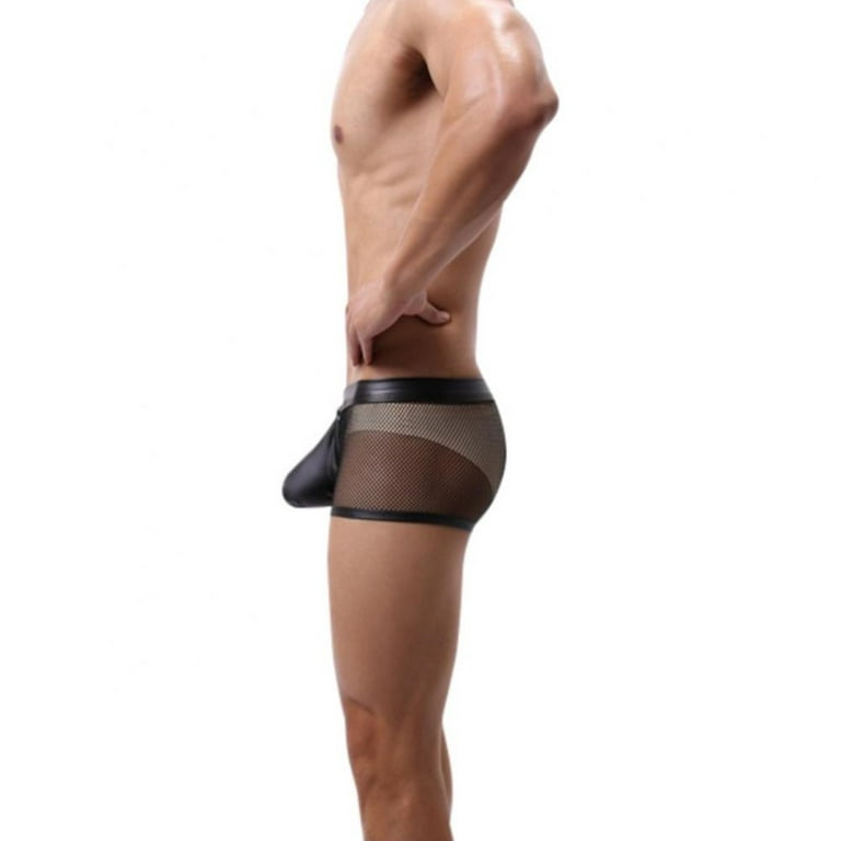 Men's Sexy Underwear Boxer Briefs Low Rise Mesh Sheer See Through