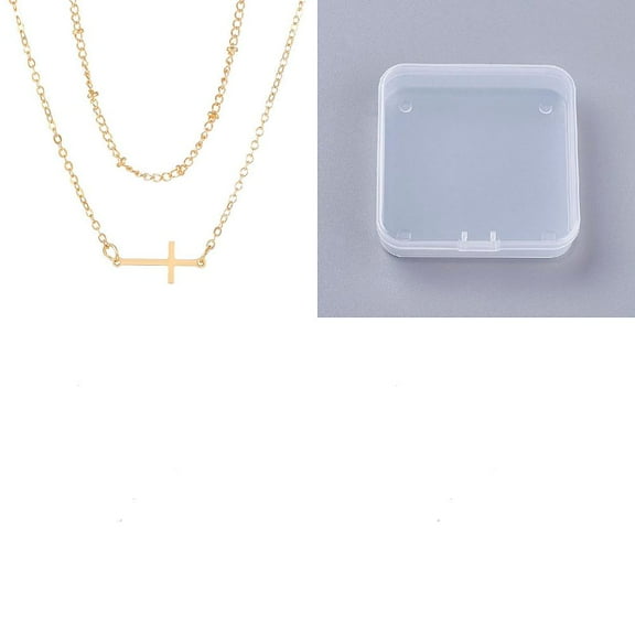 1pc Alloy Sideways Cross Double Layer Necklaces for Women Golden 18.11 inch(46cm)