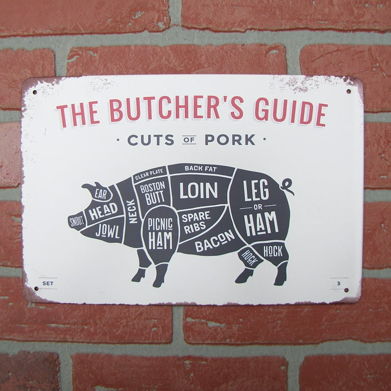 Retro Metal Cuts Pork Butcher Guide Wall Sign Man Cave Bar Pub Restaurant Decor Retro Metal Cuts Pork Butcher Guide Wall Sign Man Cave Bar Pub Restaurant Decor
