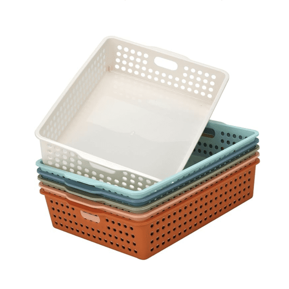 6-Pack Stackable Paper Trays with Handles, Modern Desktop Organizer for A4 Documents, Homework Turn-In Bins for Classroom & Office Use