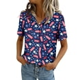 thumbnail image 2 of AHMOMEI Independence Day Womens Button Down Shirt Short Sleeve Summer Blouses for Women with Pocket, 2 of 5