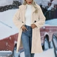 thumbnail image 2 of Fanxing Womens Fuzzy Warm Winter Cardigan Coats Notch Collar Long Sleeve Trench Coat Christmas Gift Beige,M, 2 of 8