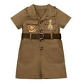 thumbnail image 2 of IBTOM CASTLE Toddler Baby Boys Girls Lion Giraffe Birthday Outfit One Piece Romper Jumpsuit with Belt and Hat Jungle Safari Cake Smash Clothes 2-3 Years Brown, 2 of 8