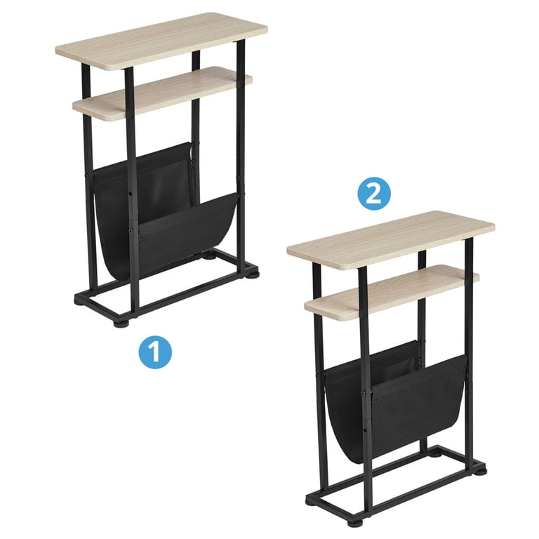 ZEXVIDA Narrow End Table with Magazine Rack, Oak photo 4