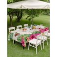thumbnail image 4 of Outdoor Tablecloth with Umbrella Hole for Patio/Picnic/Party/Camping, Tropical Spring Waterproof Table Cloth Rectangle Table Cover Washable, Floral Leaves Butterflies Burlap Rustic (54"x 80"), 4 of 8