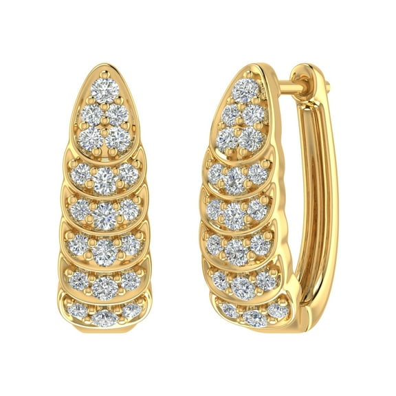 3/4 Carat Diamond Hoop Earrings in 14K Yellow Gold (I1-I2 Clarity)