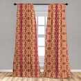 thumbnail image 4 of Ambesonne Ethnic Curtains, Flora Animals Creatures Art, Pair of 28"x63", Dark Pink and Sand Brown, 4 of 4