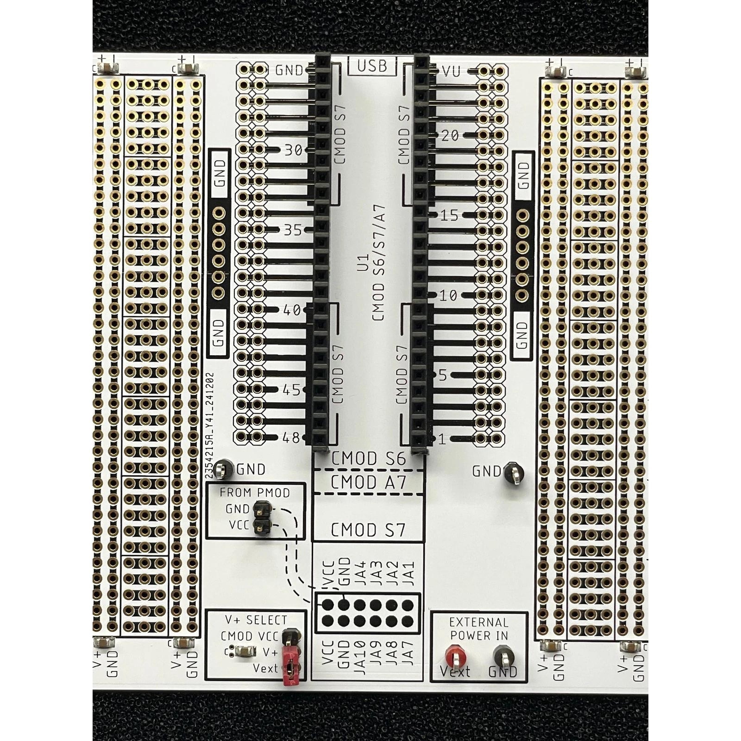 Prototyping board for Digilent S6/S7/A7 CMOD FPGA modules, Arduino Nano & Every