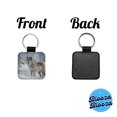 thumbnail image 4 of Wolf In Snow Scene Stunning Faux Leather Square Keychain, 4 of 7