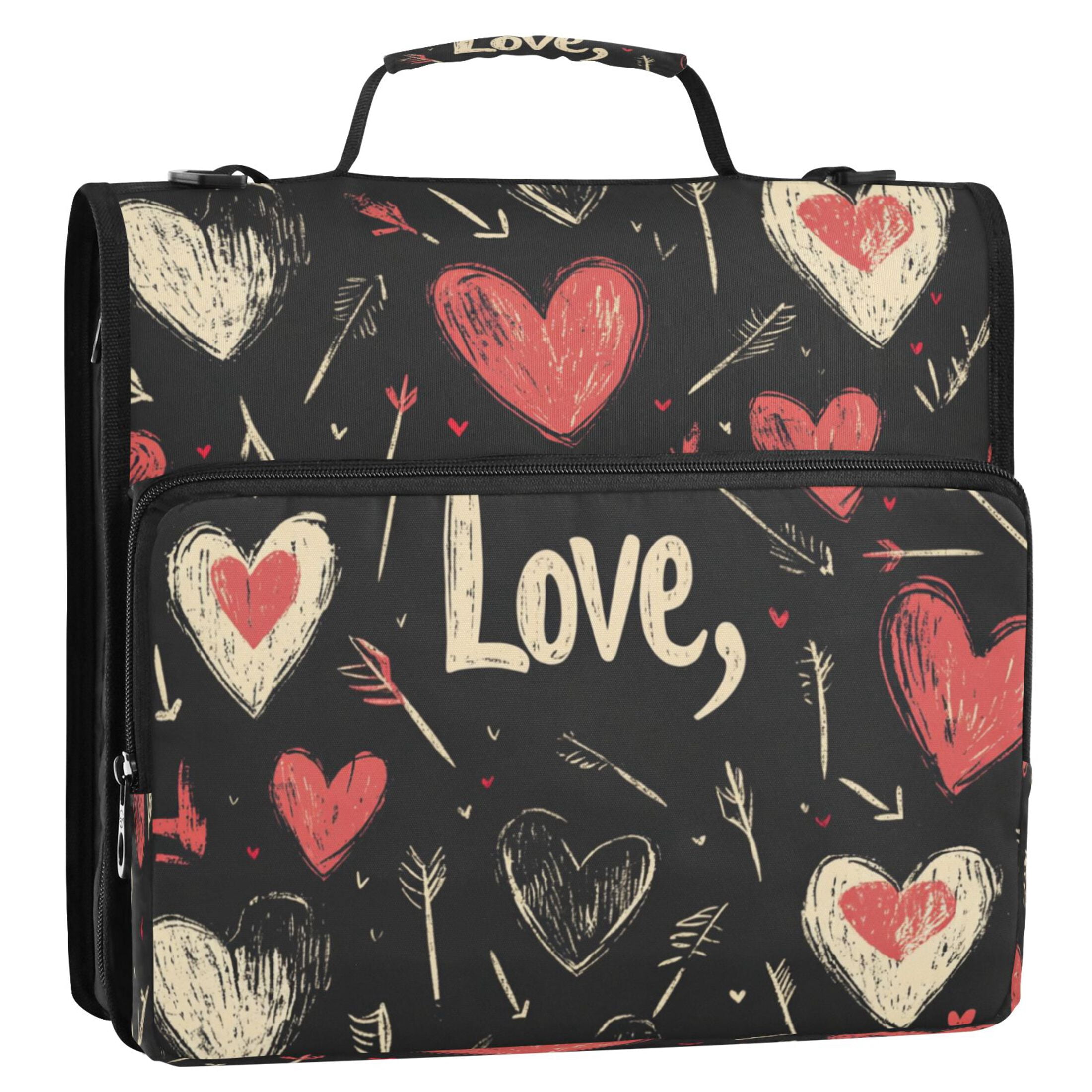 YAZAOO Zipper Binder trapper keeper Documents Organized Design Love Struck Printed