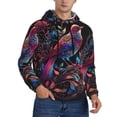 thumbnail image 2 of Kdxio Artistic Colorful Bird Print Mens Casual Hooded Collar Drawstring Hoodies Pullover Sweatshirts Casual Long Sleeve Shirts-Large, 2 of 7