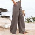 thumbnail image 7 of Linen Pants Women 2026 Summer Casual High Waist Straight Leg Trousers Lightweight Loose Plus Size Pant with Pockets Brown L, 7 of 7