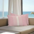 thumbnail image 5 of Simple White Striped Outdoor Pillow Covers Set of 2 Modern Pink Linen Texture Waterproof Throw Pillow Case Decorative Square Cushion Cover for Patio Couch Garden Balcony, 20"x12", 5 of 9