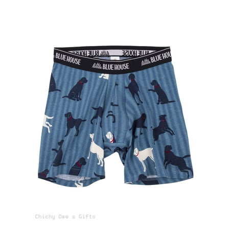 Men's Boxer - Labs On Blue Stripes - Medium