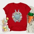 thumbnail image 2 of Pompotops Blouse à Manches Courtes et Col Rond pour Femmes avec Imprimé Couronne de Lapin de Pâques, 2 of 5