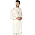 thumbnail image 5 of SKAVIJ Men's Indian Art Silk Long Top Casual Crew Neck Party Kurta (x-Large, OffWhite), 5 of 6