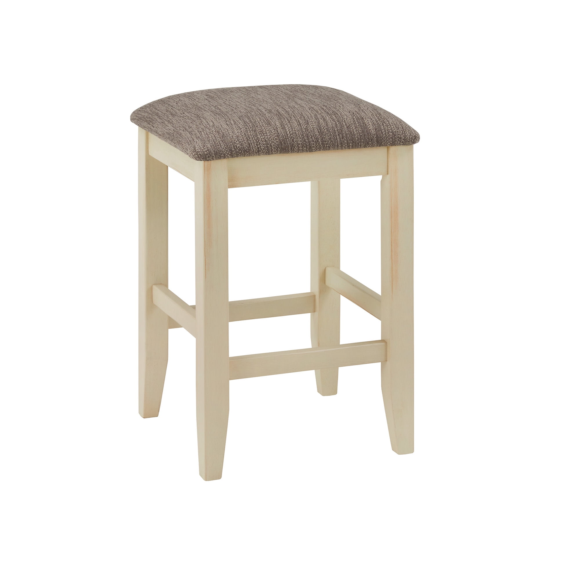 Weston Home Yvoire 24" Counter Height Upholstered Bar Stool, Set of 2, Creamy Off White Finish, Gray Fabric