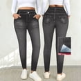 thumbnail image 6 of Bovxnpu Women's High Waisted Jeggings Pants Jeans Denim Pants Leggings Women's Faux Denim Print Wide Leg Pants Fake Pockets Long Sleeve Style Pants, 6 of 9