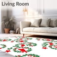 thumbnail image 2 of ODIKA 6'x9' Machine Washable Non-Slip Area Rug, Cardinal Holly Berry Wreath Motif Duo High Traffic Rug with Pad, White, 732497, 2 of 8