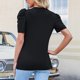 thumbnail image 5 of V cuello puff manga camiseta color puro moda fácil juego mujer verano camiseta para citas desgaste diario, 5 of 5