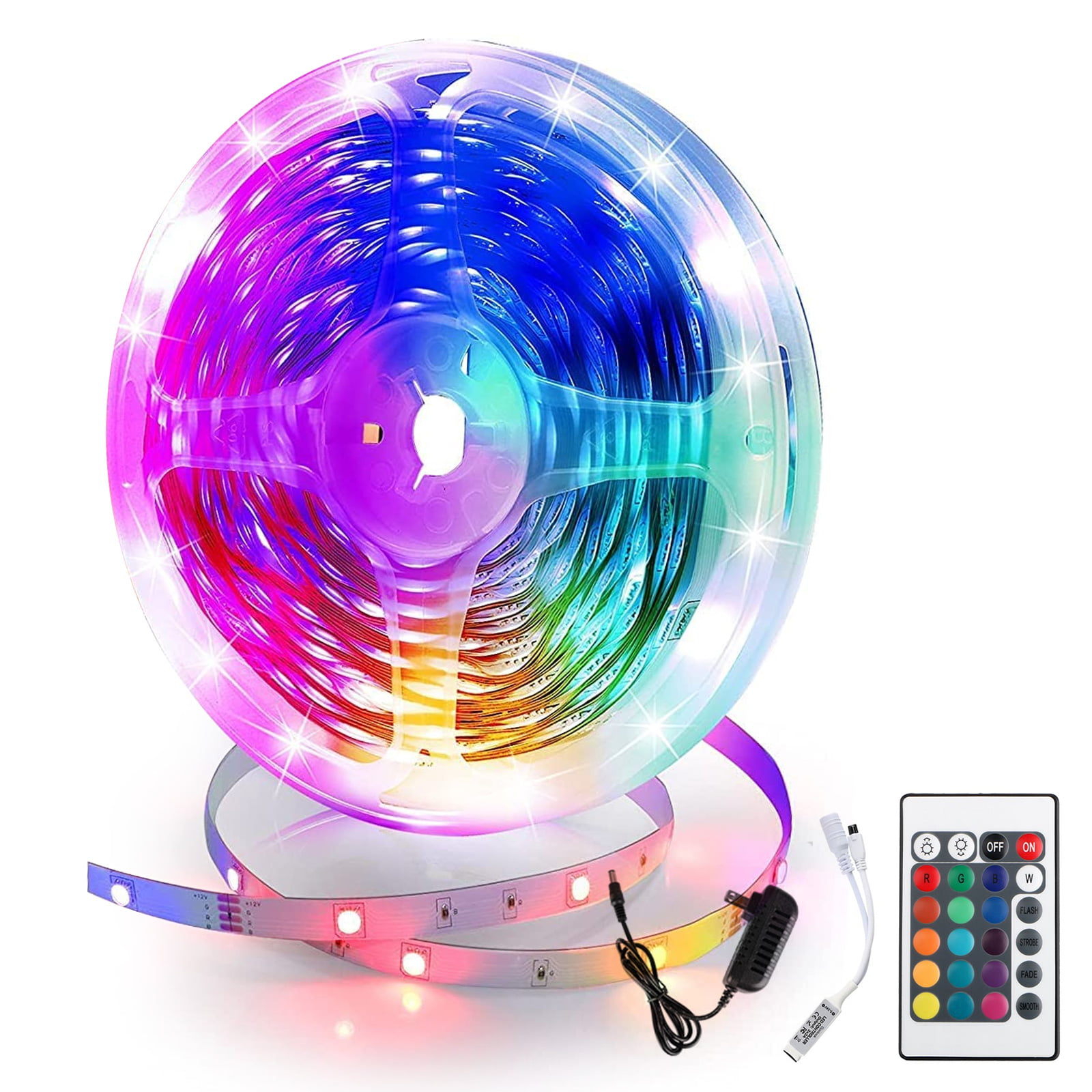 RGB LED Strip Lights with Remote 16.4FT Fairy Rooms TV Bars Light Color Changing 