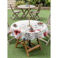 thumbnail image 5 of Outdoor Tablecloth with Umbrella Hole Zipper Red Poppy Flower Round Tablecloth 54" Waterproof Outside Table Cloth Garden Floral Botanical Painting Patio Table Cover Tablecloths for Picnic Party, 5 of 8