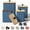 Blue, variant on Kitchen countertop storage jar set (4 pieces) with customizable chalkboard labels and markers - Large iron kitchen storage jars with airtight lids - Storage jar set - Flour and sugar jars