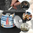 thumbnail image 4 of Yayeee Ashtray with Lid for Cigarette Smokeless Stainless Steel Home Ash Holder, Red Sailboats, 4 of 7