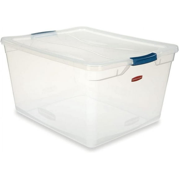 Rubbermaid Clever Store Latching Storage Tote Container, Clear, 71-quart FG3Q3200CLMCB